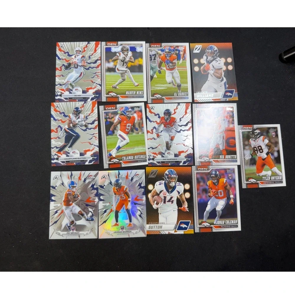 Denver Broncos NFL Card Lot (13 Cards) - Bo Nix RC, Pat Surtain, Sutton